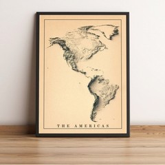 The Americas Map, North America 2D Relief Map, South America Map – 2D Flat