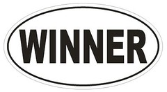 WINNER Oval Bumper Sticker or Helmet Sticker D1847 Euro Oval