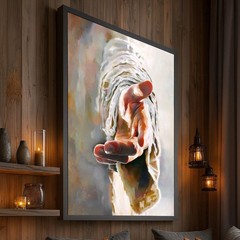 Jesus Reaching Hand Canvas Wall Art Christian Faith Inspirational Decor