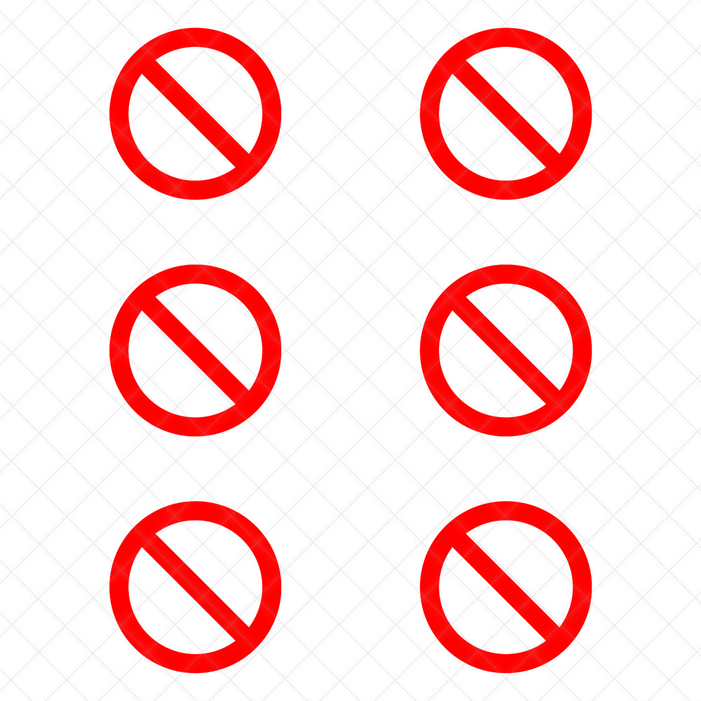 Set of 6 «DO NOT / NO » Sign Symbol Vinyl Decals | Warning Stickers