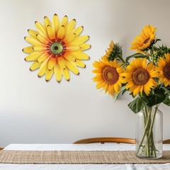Metal Sunflower Wall Art Hand-Painted Decor Ready to Hang Indoor Outdoor Use