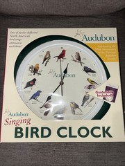 NOS Audubon Singing Bird Clock 13″ Green Frame