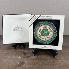 NIB Celtic Threads Hand Painted Wall Plaque Embroidered Ireland Celtic Shadows