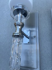 LOT OF 2 PIECES UTTERMOST CAMPANIA 1 LIGHT CARVED GLASS SCONCES (22486)