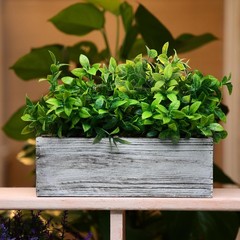 2 Pack Artificial Eucalyptus Plant in Rustic Rectangular Wooden Planter Box P…
