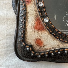 RENEWING FAITH 4″ x 6″ Cowgirl Horseshoe Resin Picture Frame Shaped as Backpack