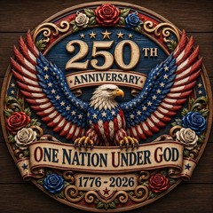 250th Anniversary Wooden Door Sign, Patriotic Eagle Wreath Decor, One Nation