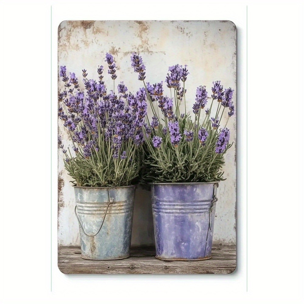 Rustic Lavender Metal Wall Plaque Vintage-Inspired Home Garden Farmhouse Decor