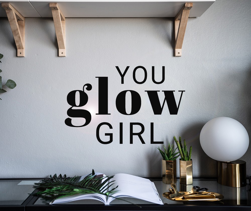 Vinyl Wall Decal Phrase Glow Girl Lettering Stickers 22.5 in x 14.5 in gz154