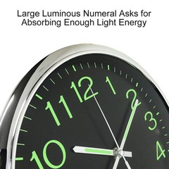 12» Wall Clock Large Luminous Quartz Night Light Glow In The Dark Silent Home