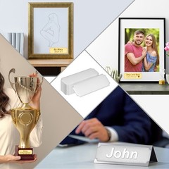 24 Pcs 3″ x 1″ Engraved Name Plate Picture Frame Label Art Tag, SiLver Tone