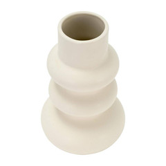 10 In. Ivory Stoneware Stackable Abstract Decorative Vase