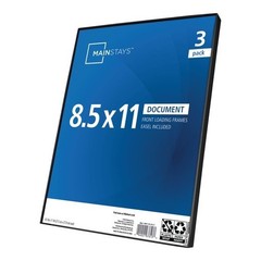 8.5×11 Front Loading Document Picture Frame, Black, Set of 3