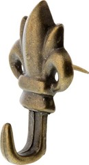 Hillman 122261 Fleur De Lis Push Pin Hanger, Pack of 3 No Size, Antique Brass