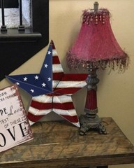 Metal American Flag Barn Star Decor Patriotic Mounted 3D Wall Art July 4th 12″