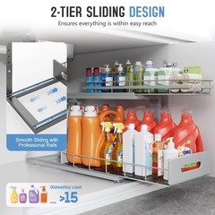 2 Pack 21 in Depth Pull Out Cabinet Storage with Smooth Rails,2-Tie… Fast Ship
