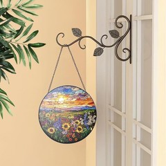 Sunset Wildflower Stained Glass Suncatcher, Floral Meadow Window Hanging