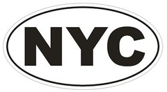 NYC New York City Oval Bumper Sticker or Helmet Sticker D148 Euro Oval