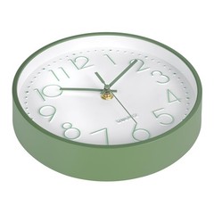 Modern Green Bathroom Wall Clocks 8 Inch Non-Ticking Battery Operated for Office