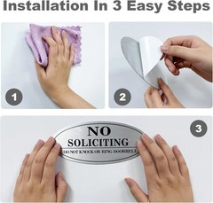 2 Pack No Soliciting Sign for House, Self-Adhesive Metal No Soliciting Signs for