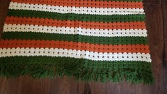 Afghan Blanket Handmade Pattern In Fall Colors Orange Green White 42″ x 68″