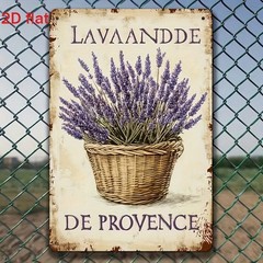 Vintage Lavender Basket Metal Garden Sign 8″X12″