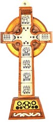 Celtic High Cross Wood Carving Wall Plaque Wood Intarsia Irish Home Decor 9.3×4″