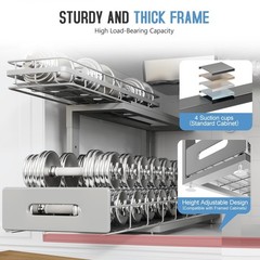 2 Pack 21 in Depth Pull Out Cabinet Storage with Smooth Rails,2-Tie… Fast Ship
