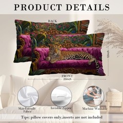 Maximalist Cheetah Pillow Cover 12×20, Eclectic Pink Sofa Leopard Jungle Anim…