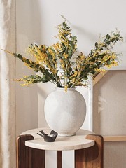 Ceramic Vase Large 9.8 Inch White Farmhouse Flower Vase for Living Room Decor