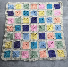 Handmade Knitted Crochet Baby Blanket 36″x36 Colorful Granny Square Afghan Throw