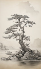 12″x18″ Custom Canvas Wall Scroll Japenese Landscape Solid Wood ws6