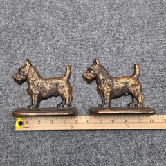 Vintage Scottish Terrier Scottie Dog Bookends Pair Cast Metal Bronze Finish VTG