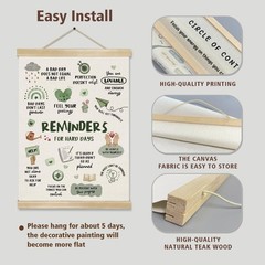 Reminders for Hard Days Inspirational Wall Art, 14×18.5 Inch Linen Canvas Wal…
