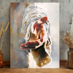 Jesus Reaching Hand Canvas Wall Art Christian Faith Inspirational Decor