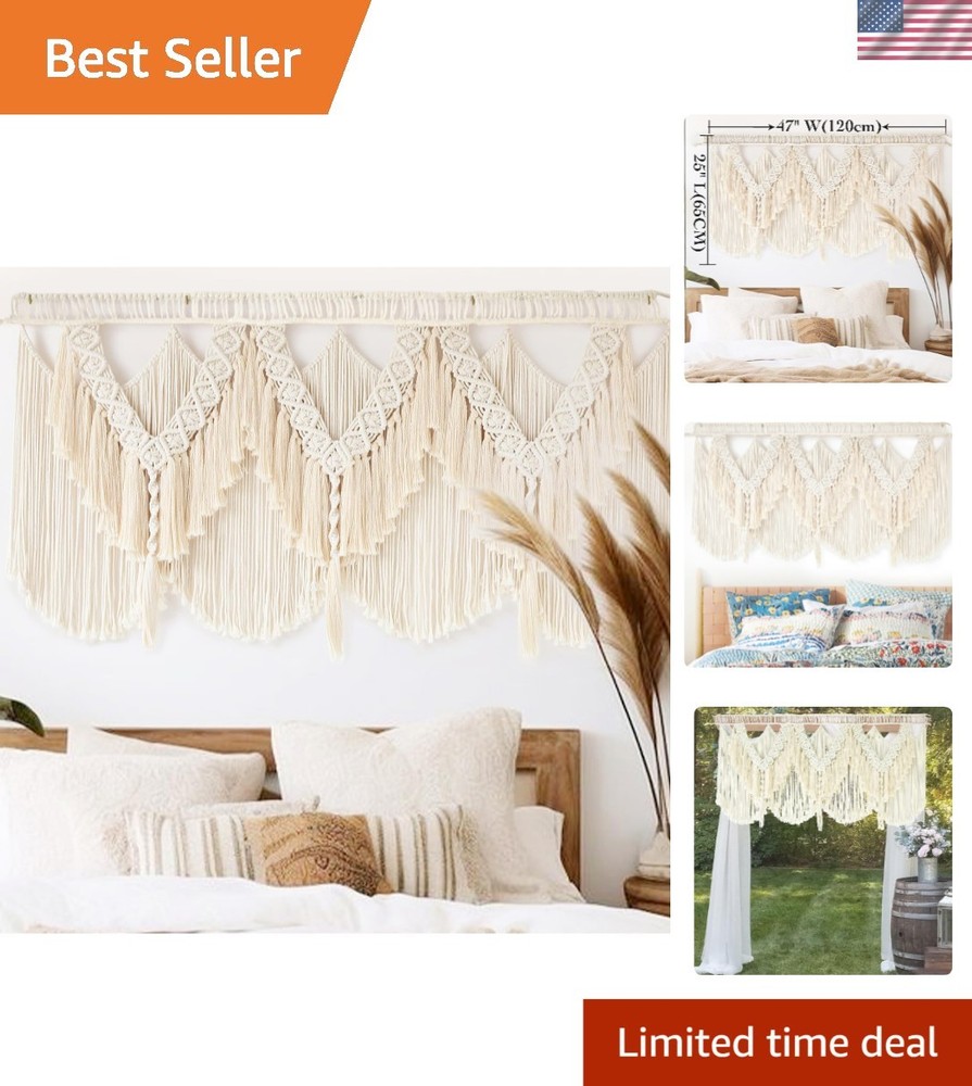 Chic Beige Macrame Wall Hanging 47″ x 25″ – Unique Craftsmanship for Any Room