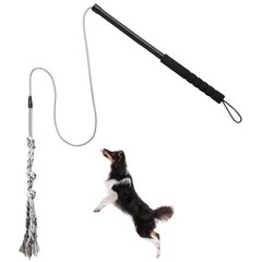 Flirt Pole for Small Medium Dogs,Interactive Chase and Tug of War Black