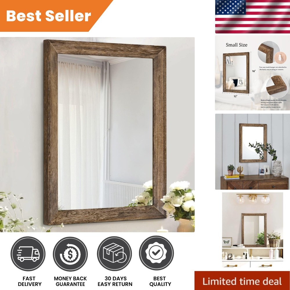 Lightweight Rustic Decorative Wall Mirror – 16″L x 12″W for Any Room