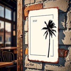 Metal Palm Tree Sign 8X12 Inches Wall Art