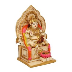 Marble Dust Sitting Kuber Idol Figurine Statue God of Money Wealth