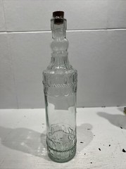 Clear Glass Decorating Bottles Wedding Holiday Tall Round Raised Design