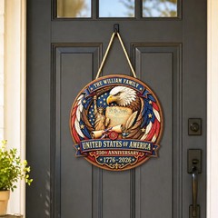 Personalized American Freedom Anniversary Wall Sign with Rope