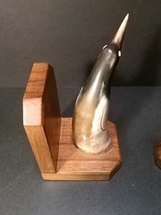 VTG Pair Of DYKEHEAD Hand Carved Horn Bookends Made In Scotland