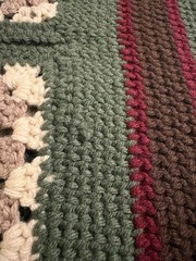 Afghan Homemade Blanket Throw Squares 40×45 Green Beige Burgundy