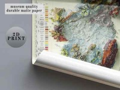 Kentucky Map, Kentucky 2D Relief Map, Kentucky Vintage Map – 2D Flat Print
