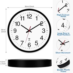 WiFi Clock, WiFi Wall Clock with Auto DST, 12 Inch Silent Non-Ticking Round Smar