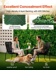 Uimoso Artificial Grass Wall Panels 8 PCS 20 x 20 in 3D Greenery Decor Privacy