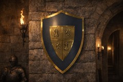 Vtg Replica Medieval Heater Shield Crest El Cid Coat Of Arms Blue Gold 25” H