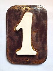 Custom Tile House Post numbers. 80 glaze options free shipping. Applewood Pot.