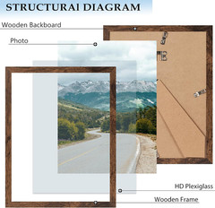 Deep Brown 9×12 Wood Picture Frame for Wall or Tabletop, Horizontal/Vertical